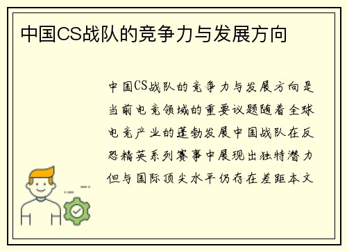 中国CS战队的竞争力与发展方向
